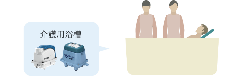 介護浴槽に搭載されているエアーポンプ