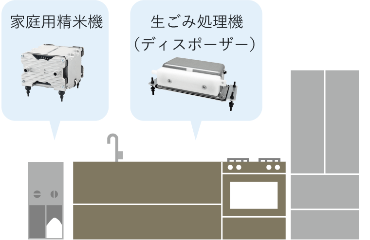 家庭用精米機、生ごみ処理機 ディスポーザーに搭載されているエアーポンプ